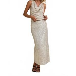 NEW SUNDAY EDITION elara maxi skirt in silver